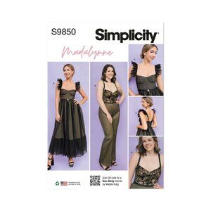 Simplicity Pattern 9850 Madalynne Intimate Corset Dress Jumpsuit Size XS-XL New